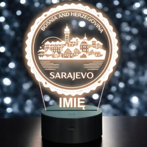 Lampka Nocna LED Miasto Sarajevo Bośnia i Hercegowina na Prezent Grawer
