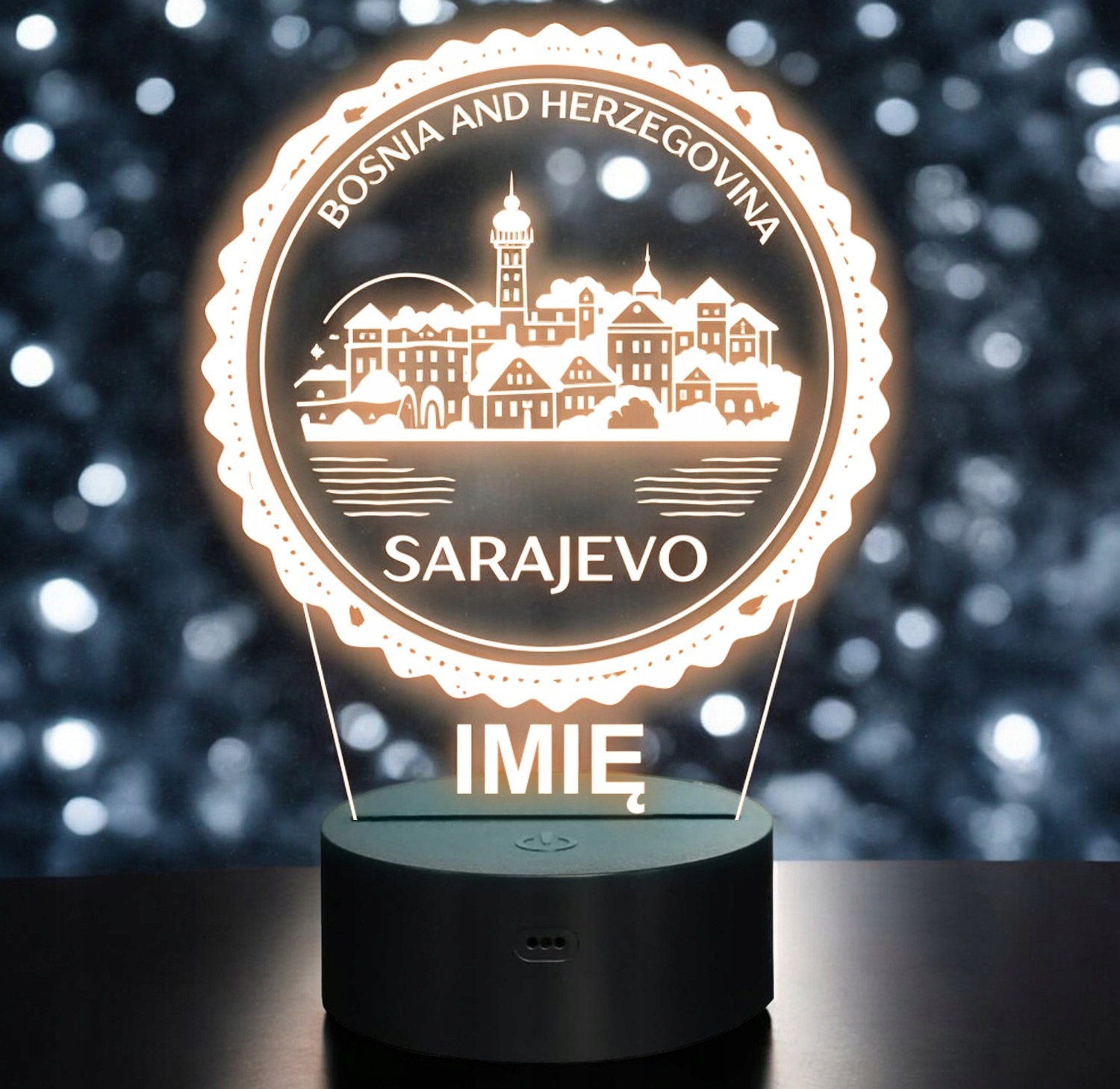 Lampka Nocna LED Miasto Sarajevo Bośnia i Hercegowina na Prezent Grawer Lampka Nocna LED Miasto Sarajevo Bośnia i Hercegowina na Prezent Grawer