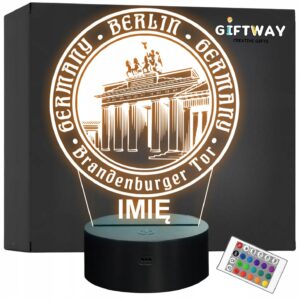 Lampka Nocna LED Statuetka Podróże Miasto Berlin Niemcy na Prezent Grawer v.2