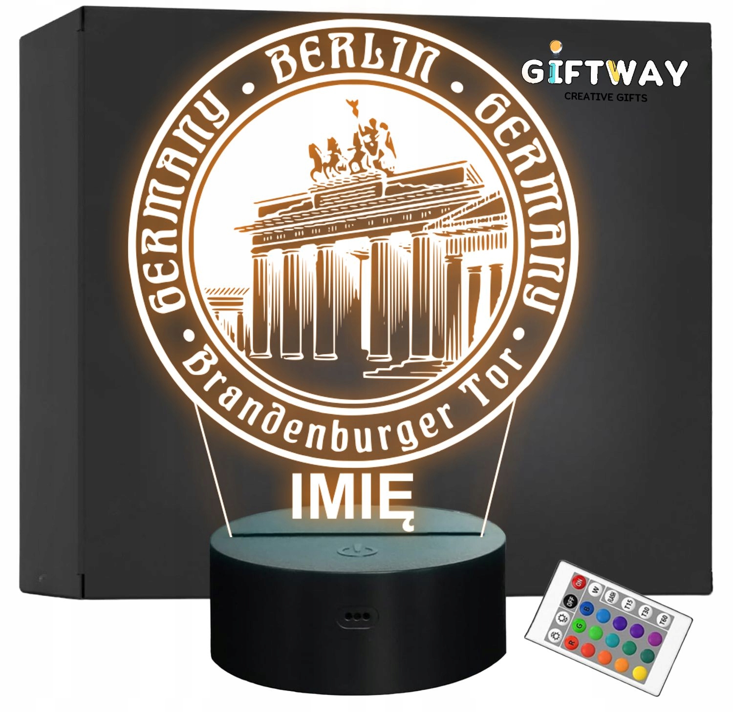 Lampka Nocna LED Statuetka Podróże Miasto Berlin Niemcy na Prezent Grawer v.2 Lampka Nocna LED Statuetka Podróże Miasto Berlin Niemcy na Prezent Grawer v.2