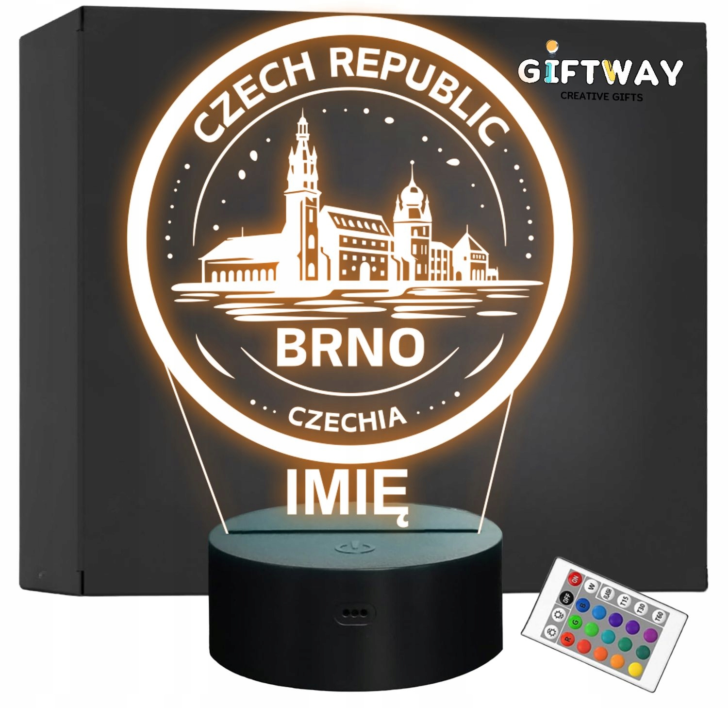 Lampka Nocna LED Statuetka Miasto Podróże Brno Czechy na Prezent Grawer Lampka Nocna LED Statuetka Miasto Podróże Brno Czechy na Prezent Grawer