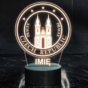 Lampka Nocna LED Statuetka Podróże Prague Praga Czechy na Prezent Grawer v.2