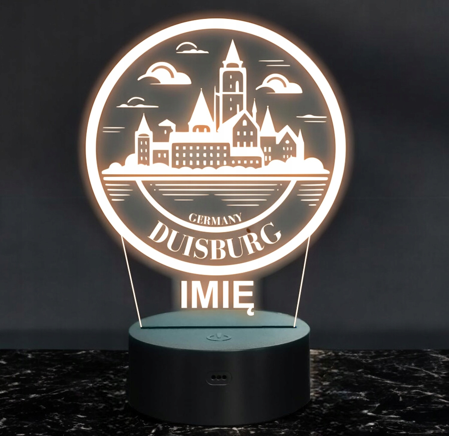 Lampka Nocna LED Statuetka Podróże Miasto Duisburg Niemcy Prezent Grawer v.2 Lampka Nocna LED Statuetka Podróże Miasto Duisburg Niemcy Prezent Grawer v.2