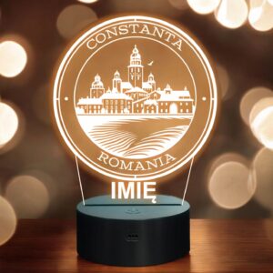 Lampka Nocna LED Statuetka Podróże Miasto Constanta Rumunia Prezent Grawer
