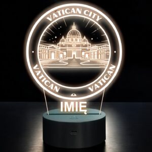 Lampka Nocna LED Statuetka Podróże Miasto Vatican Włochy na Prezent Grawer