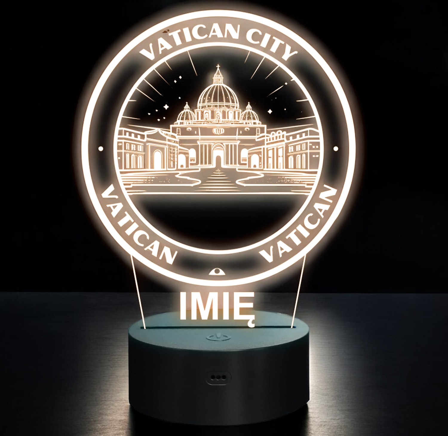 Lampka Nocna LED Statuetka Podróże Miasto Vatican Włochy na Prezent Grawer Lampka Nocna LED Statuetka Podróże Miasto Vatican Włochy na Prezent Grawer