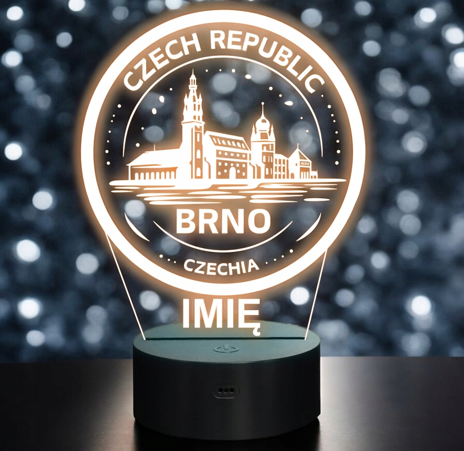 Lampka Nocna LED Statuetka Miasto Podróże Brno Czechy na Prezent Grawer Lampka Nocna LED Statuetka Miasto Podróże Brno Czechy na Prezent Grawer