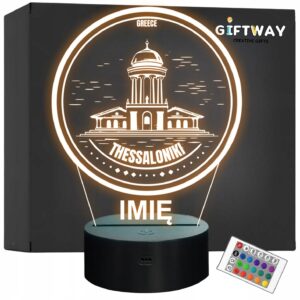 Lampka Nocna LED Statuetka Miasto Thessaloniki Grecja na Prezent Grawer