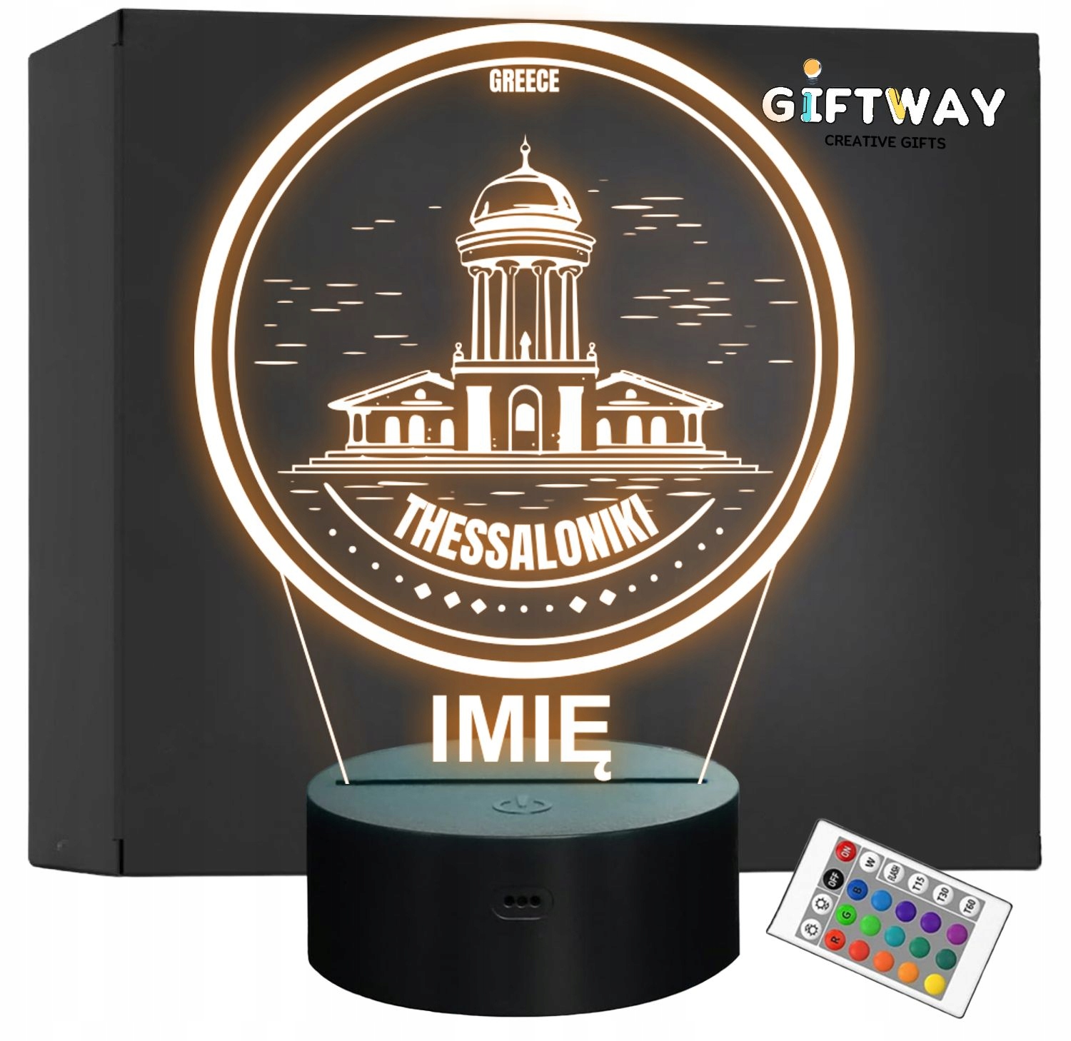 Lampka Nocna LED Statuetka Miasto Thessaloniki Grecja na Prezent Grawer Lampka Nocna LED Statuetka Miasto Thessaloniki Grecja na Prezent Grawer