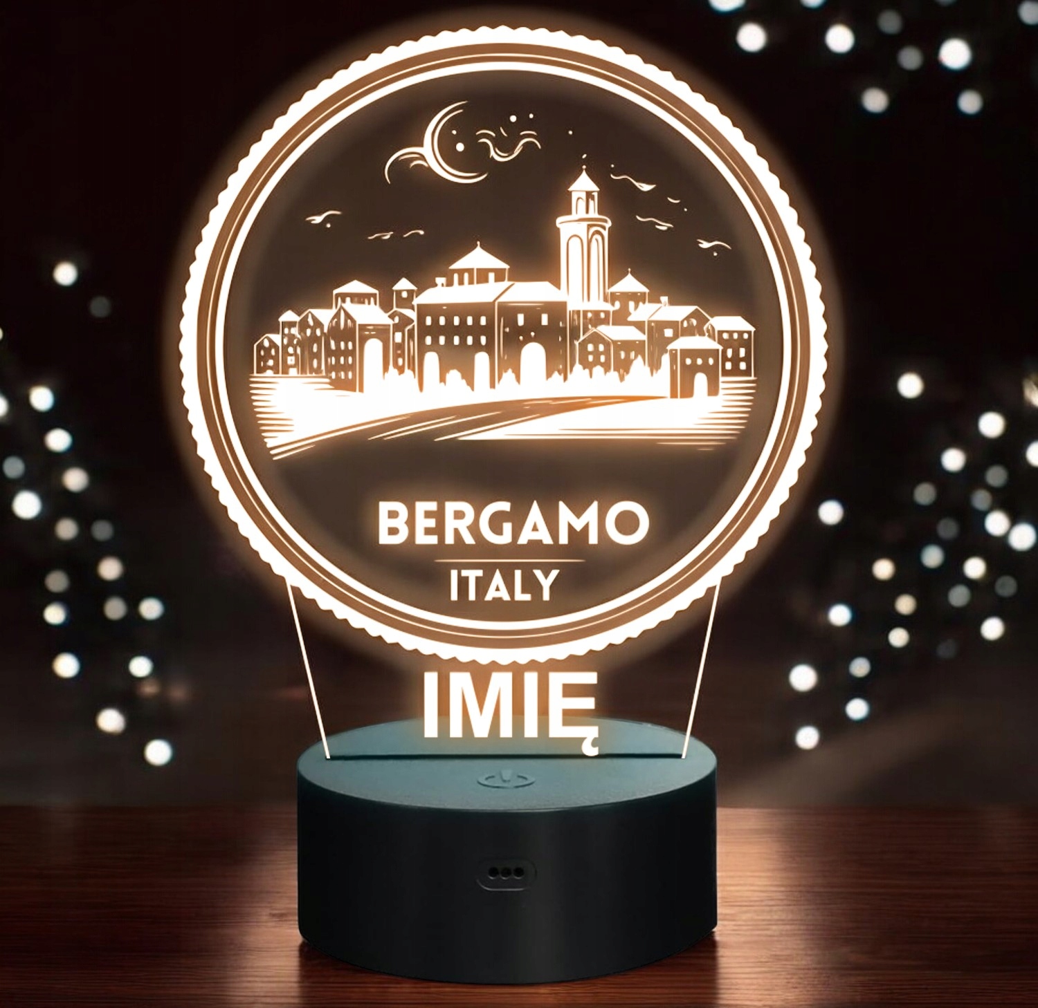 Lampka Nocna LED Statuetka Podróże Miasto Bergamo Włochy na Prezent Grawer v.2 Lampka Nocna LED Statuetka Podróże Miasto Bergamo Włochy na Prezent Grawer v.2