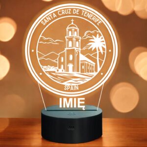 Lampka Nocna LED Statuetka Miasto Santa Cruz De Tenerife na Prezent Grawer