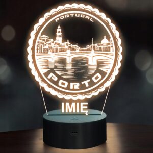 Lampka Nocna LED Statuetka Podróże Miasto Porto Portugalia Prezent Grawer