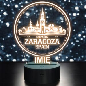 Lampka Nocna LED Statuetka Miasto Saragossa Hiszpania na Prezent Grawer