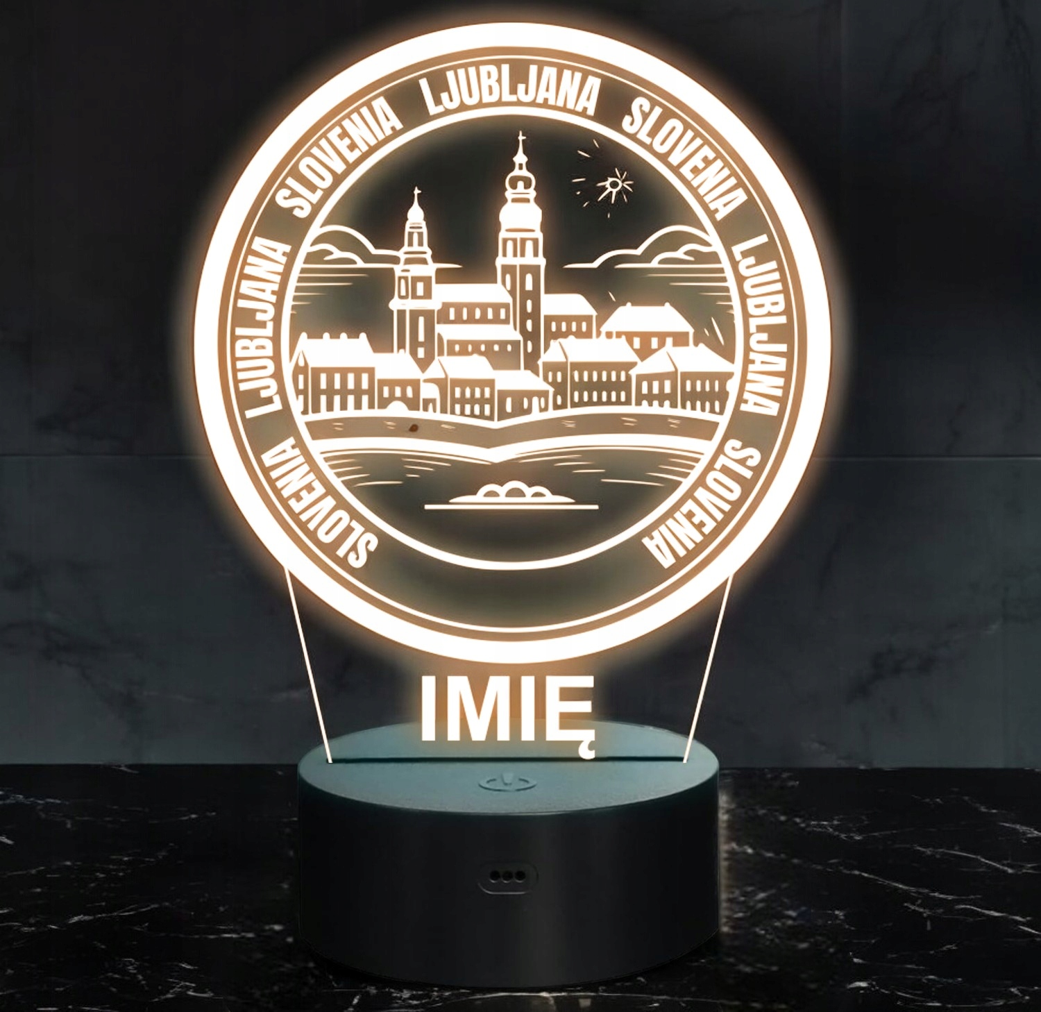 Lampka Nocna LED Statuetka Podróże Miasto Ljubljana Słowenia Prezent Grawer Lampka Nocna LED Statuetka Podróże Miasto Ljubljana Słowenia Prezent Grawer