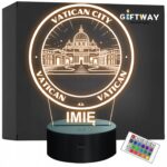 Lampka Nocna LED Statuetka Podróże Miasto Vatican Włochy na Prezent Grawer