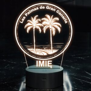 Lampka Nocna LED Statuetka Podróże Las Palmas Hiszpania na Prezent Grawer v.2