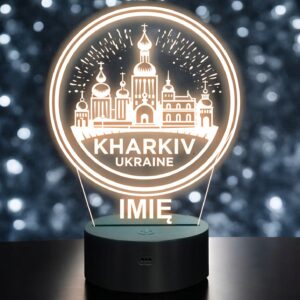 Lampka Nocna LED Statuetka Miasto Kharkiv Charków Ukraina na Prezent Grawer