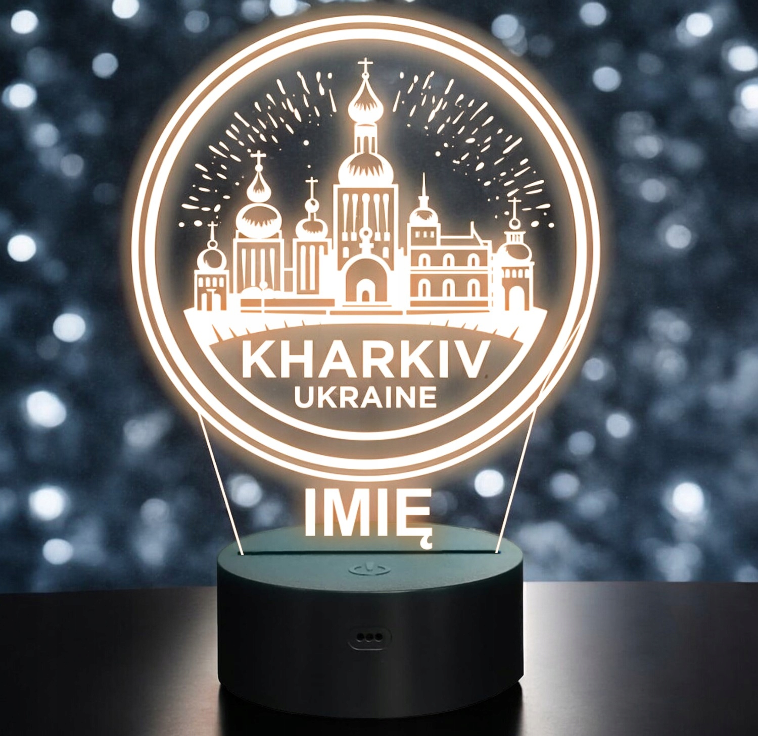 Lampka Nocna LED Statuetka Miasto Kharkiv Charków Ukraina na Prezent Grawer Lampka Nocna LED Statuetka Miasto Kharkiv Charków Ukraina na Prezent Grawer
