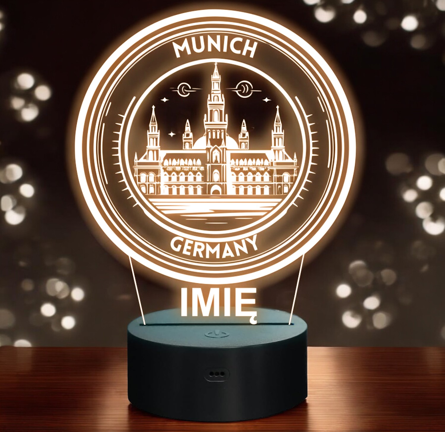 Lampka Nocna LED Statuetka Podróże Monachium Munich Niemcy Prezent Grawer Lampka Nocna LED Statuetka Podróże Monachium Munich Niemcy Prezent Grawer