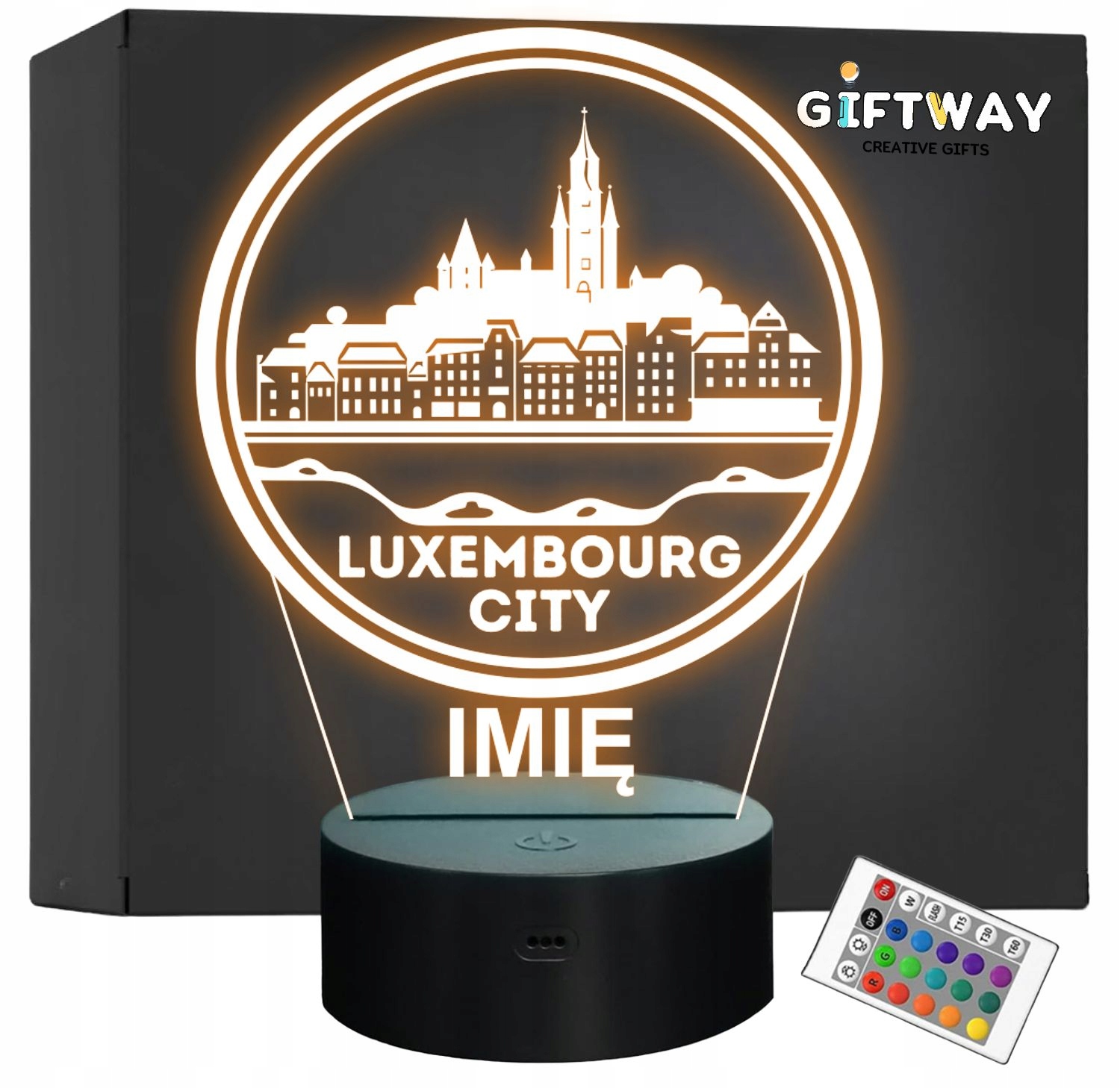Lampka Nocna LED Statuetka Podróże Miasto Luxembourg na Prezent Grawer Lampka Nocna LED Statuetka Podróże Miasto Luxembourg na Prezent Grawer