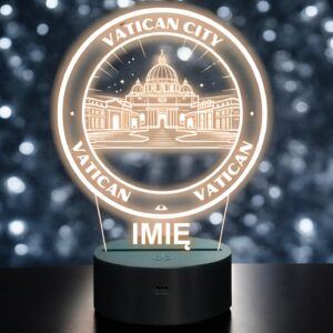 Lampka Nocna LED Statuetka Podróże Miasto Vatican Włochy na Prezent Grawer