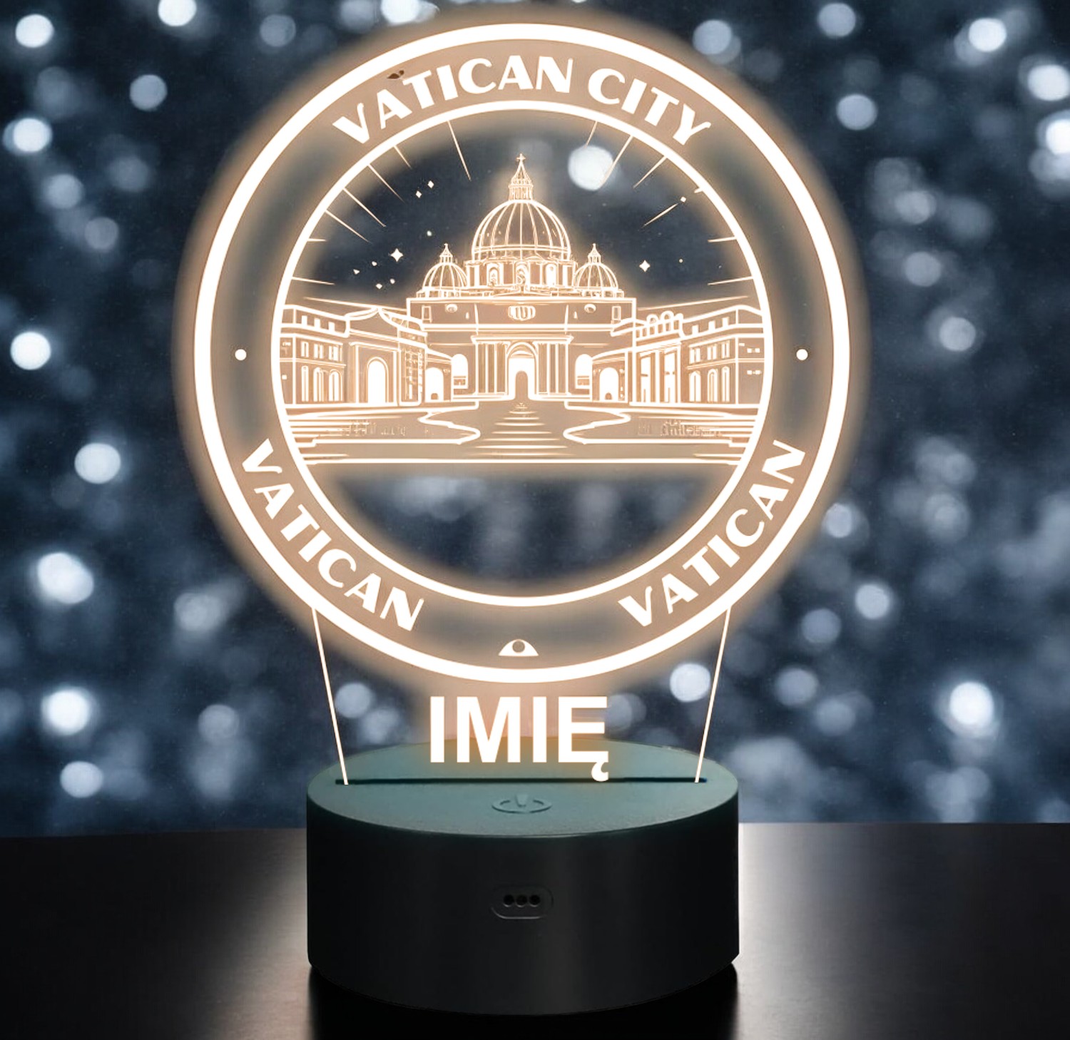 Lampka Nocna LED Statuetka Podróże Miasto Vatican Włochy na Prezent Grawer Lampka Nocna LED Statuetka Podróże Miasto Vatican Włochy na Prezent Grawer