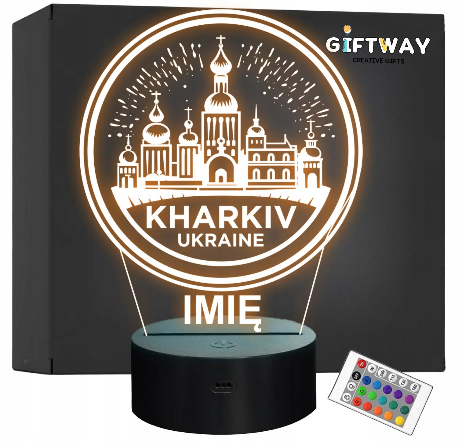 Lampka Nocna LED Statuetka Miasto Kharkiv Charków Ukraina na Prezent Grawer Lampka Nocna LED Statuetka Miasto Kharkiv Charków Ukraina na Prezent Grawer
