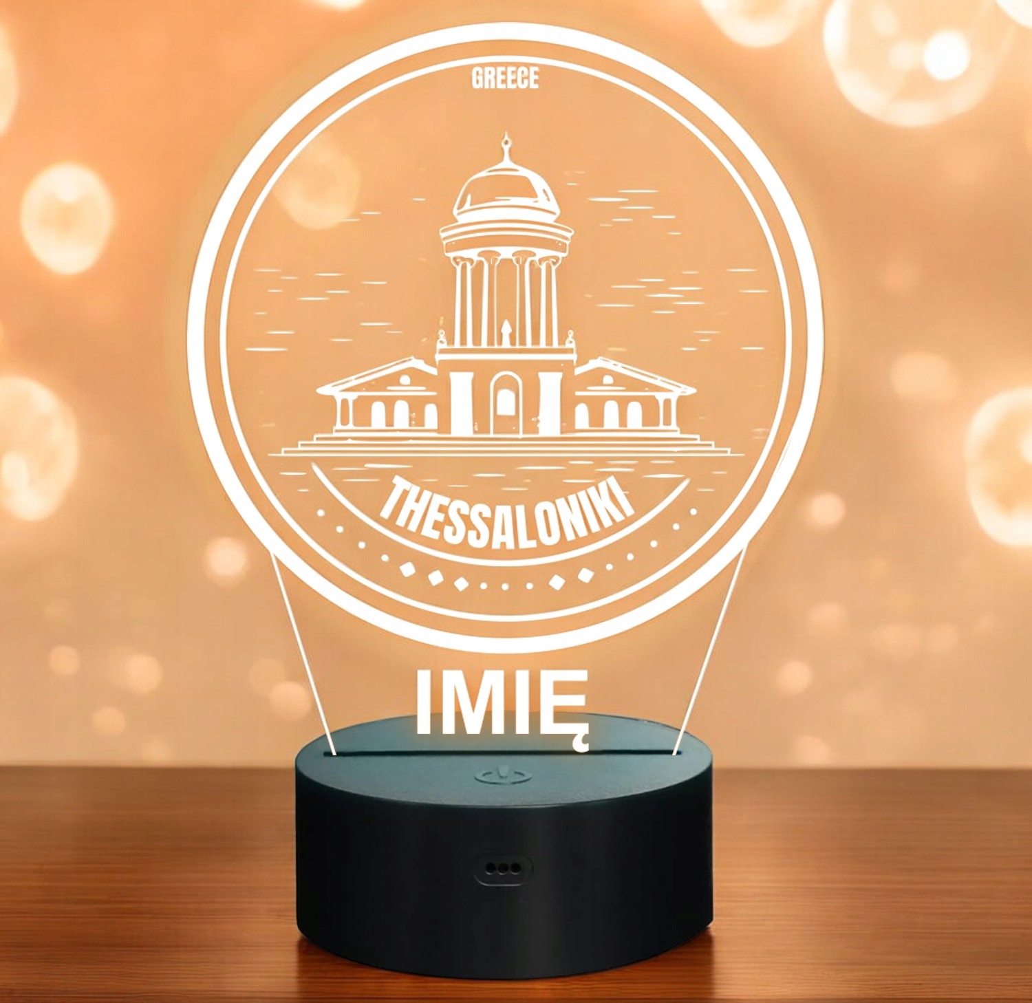 Lampka Nocna LED Statuetka Miasto Thessaloniki Grecja na Prezent Grawer Lampka Nocna LED Statuetka Miasto Thessaloniki Grecja na Prezent Grawer