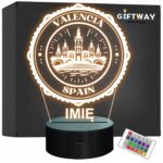Lampka Nocna LED Statuetka Miasto Valencia Hiszpania na Prezent Grawer