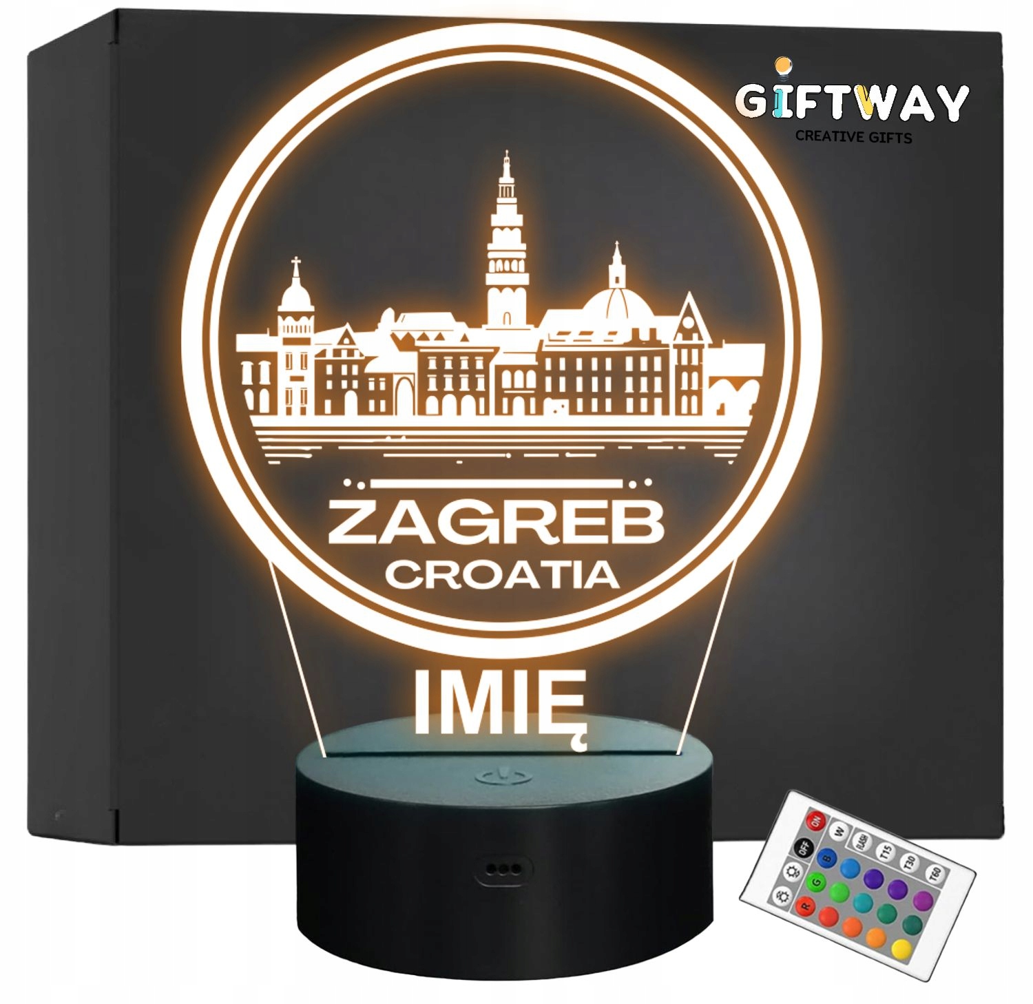 Lampka Nocna LED Statuetka Miasto Zagreb Zagrzeb Chorwacja Prezent Grawer Lampka Nocna LED Statuetka Miasto Zagreb Zagrzeb Chorwacja Prezent Grawer