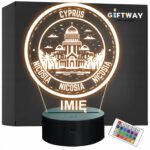 Lampka Nocna LED Statuetka Podróże Cyprus Nicosia Grecja na Prezent Grawer