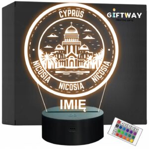 Lampka Nocna LED Statuetka Podróże Cyprus Nicosia Grecja na Prezent Grawer