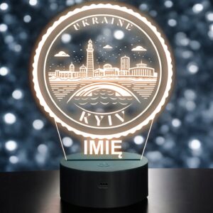 Lampka Nocna LED Statuetka Miasto Kyiv Kijów Ukraina na Prezent Grawer
