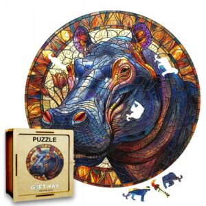 Puzzle Drewniane Hipopotam 3D Układanka dla Dorosłych 224 el. v.4