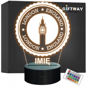Lampka Nocna LED Statuetka Podróże Miasto Londyn Anglia na Prezent Grawer