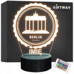 Lampka Nocna LED Statuetka Miasto Podróże Berlin Niemcy na Prezent Grawer