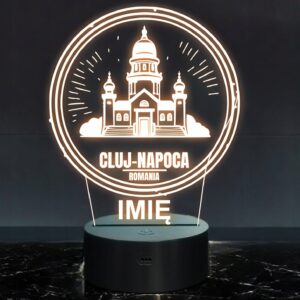Lampka Nocna LED Miasto Cluj-Napoca Rumunia Kluż-Napoka na Prezent Grawer