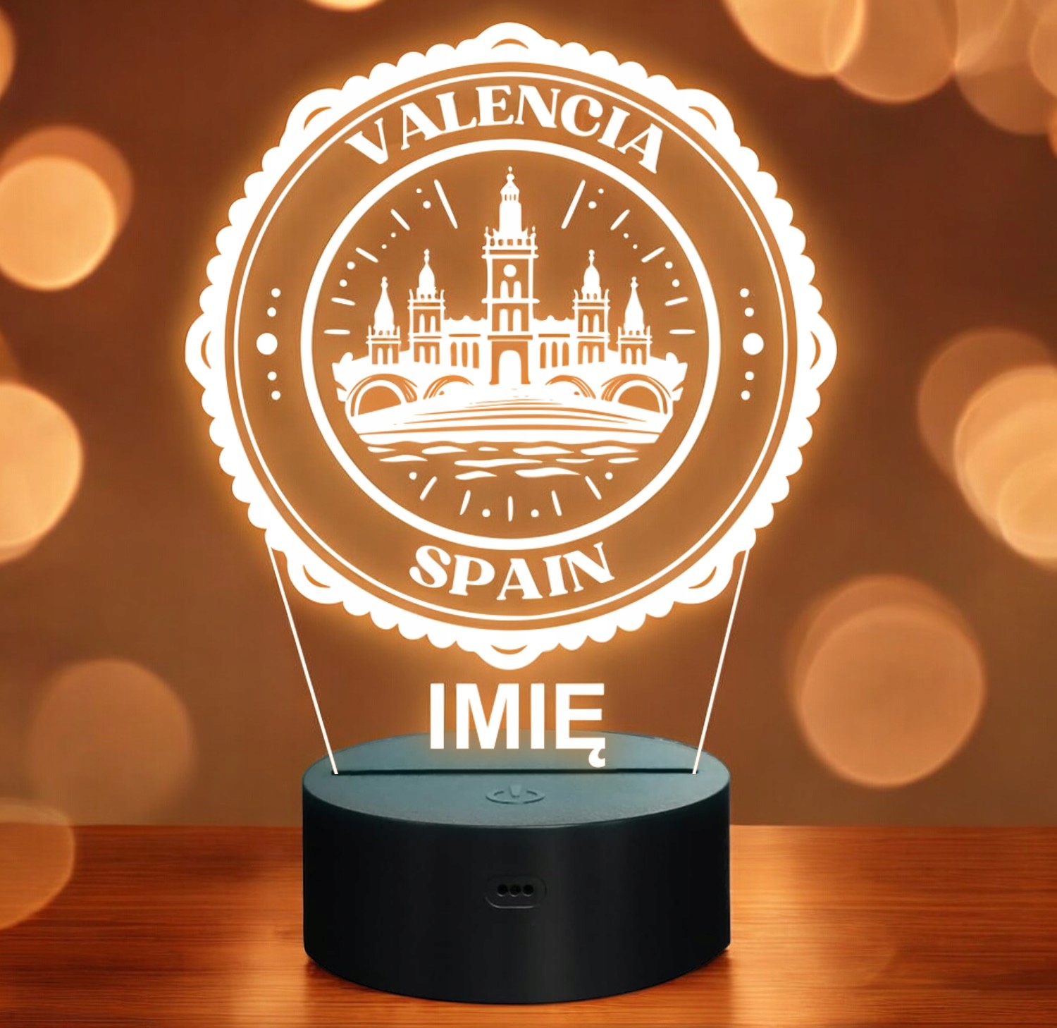 Lampka Nocna LED Statuetka Miasto Valencia Hiszpania na Prezent Grawer Lampka Nocna LED Statuetka Miasto Valencia Hiszpania na Prezent Grawer