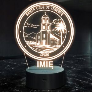 Lampka Nocna LED Statuetka Miasto Santa Cruz De Tenerife na Prezent Grawer
