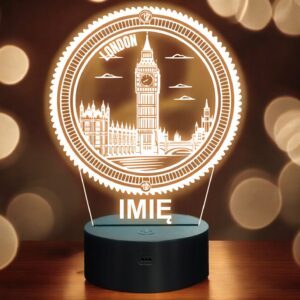 Lampka Nocna LED Podróże Miasto London Anglia Big Ben na Prezent Grawer v.2
