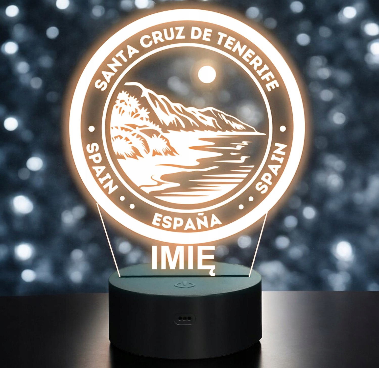 Lampka Nocna LED Miasto Santa Cruz De Tenerife Hiszpania na Prezent Grawer Lampka Nocna LED Miasto Santa Cruz De Tenerife Hiszpania na Prezent Grawer