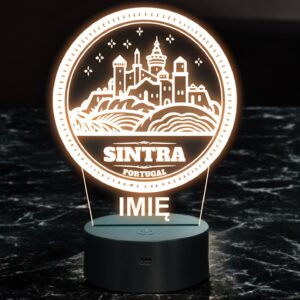 Lampka Nocna LED Statuetka Podróże Miasto Sintra Portugalia Prezent Grawer