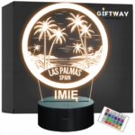 Lampka Nocna LED Statuetka Miasto Las Palmas Hiszpania na Prezent Grawer