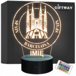 Lampka Nocna LED Statuetka Miasto Barcelona Hiszpania na Prezent Grawer
