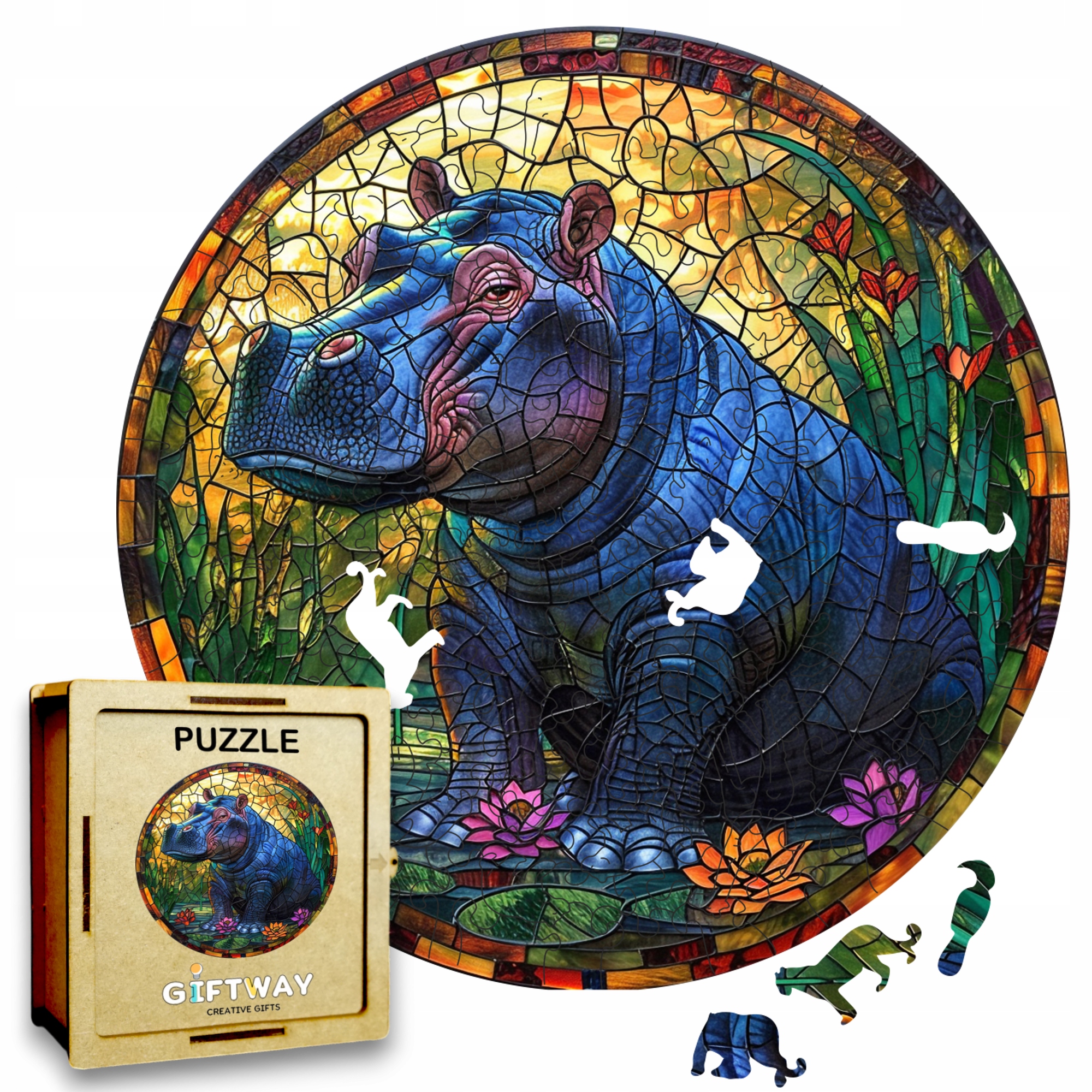 Puzzle Drewniane Hipopotam 3D Układanka dla Dorosłych 224 el. v.1 Puzzle Drewniane Hipopotam 3D Układanka dla Dorosłych 224 el. v.1