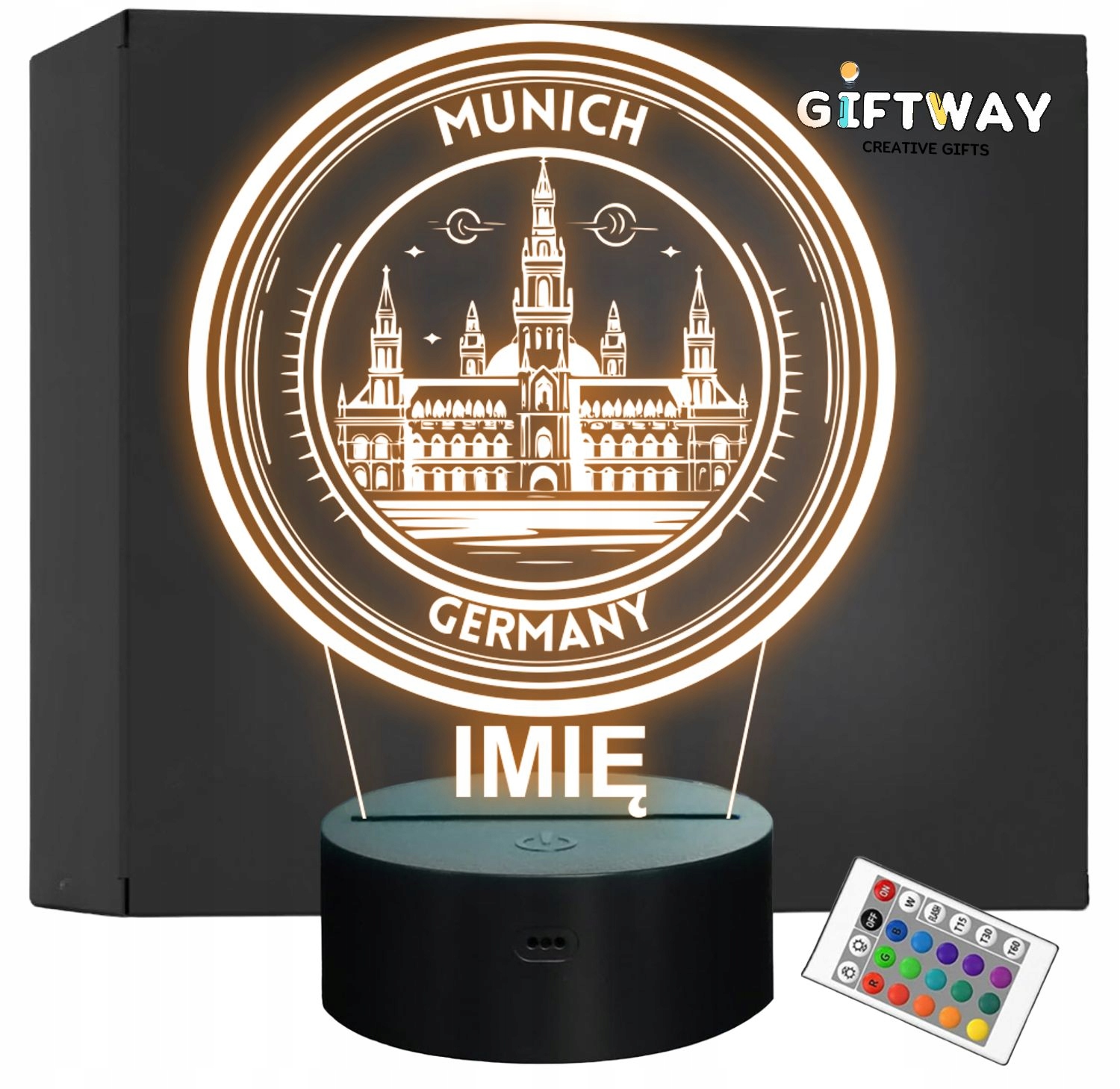 Lampka Nocna LED Statuetka Podróże Monachium Munich Niemcy Prezent Grawer Lampka Nocna LED Statuetka Podróże Monachium Munich Niemcy Prezent Grawer