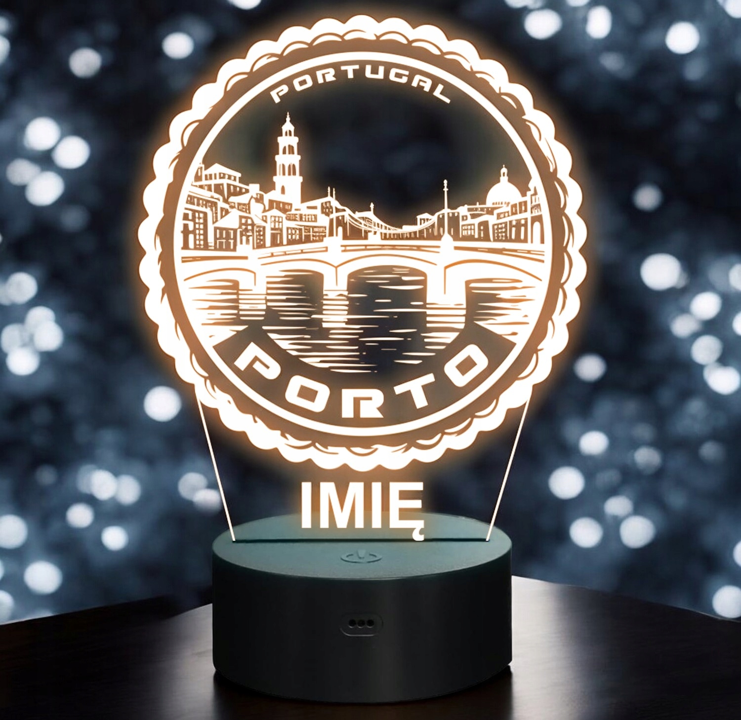 Lampka Nocna LED Statuetka Podróże Miasto Porto Portugalia Prezent Grawer Lampka Nocna LED Statuetka Podróże Miasto Porto Portugalia Prezent Grawer