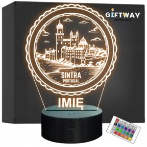 Lampka Nocna LED Statuetka Podróże Miasto Sintra Portugalia Prezent Grawer v.2