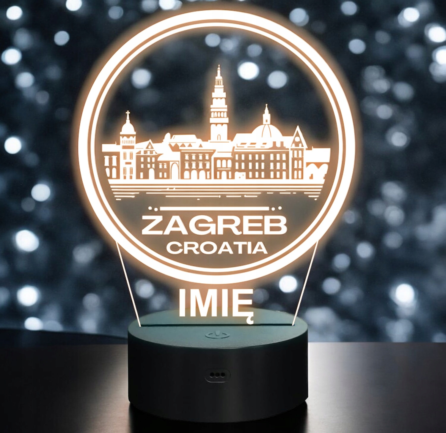 Lampka Nocna LED Statuetka Miasto Zagreb Zagrzeb Chorwacja Prezent Grawer Lampka Nocna LED Statuetka Miasto Zagreb Zagrzeb Chorwacja Prezent Grawer