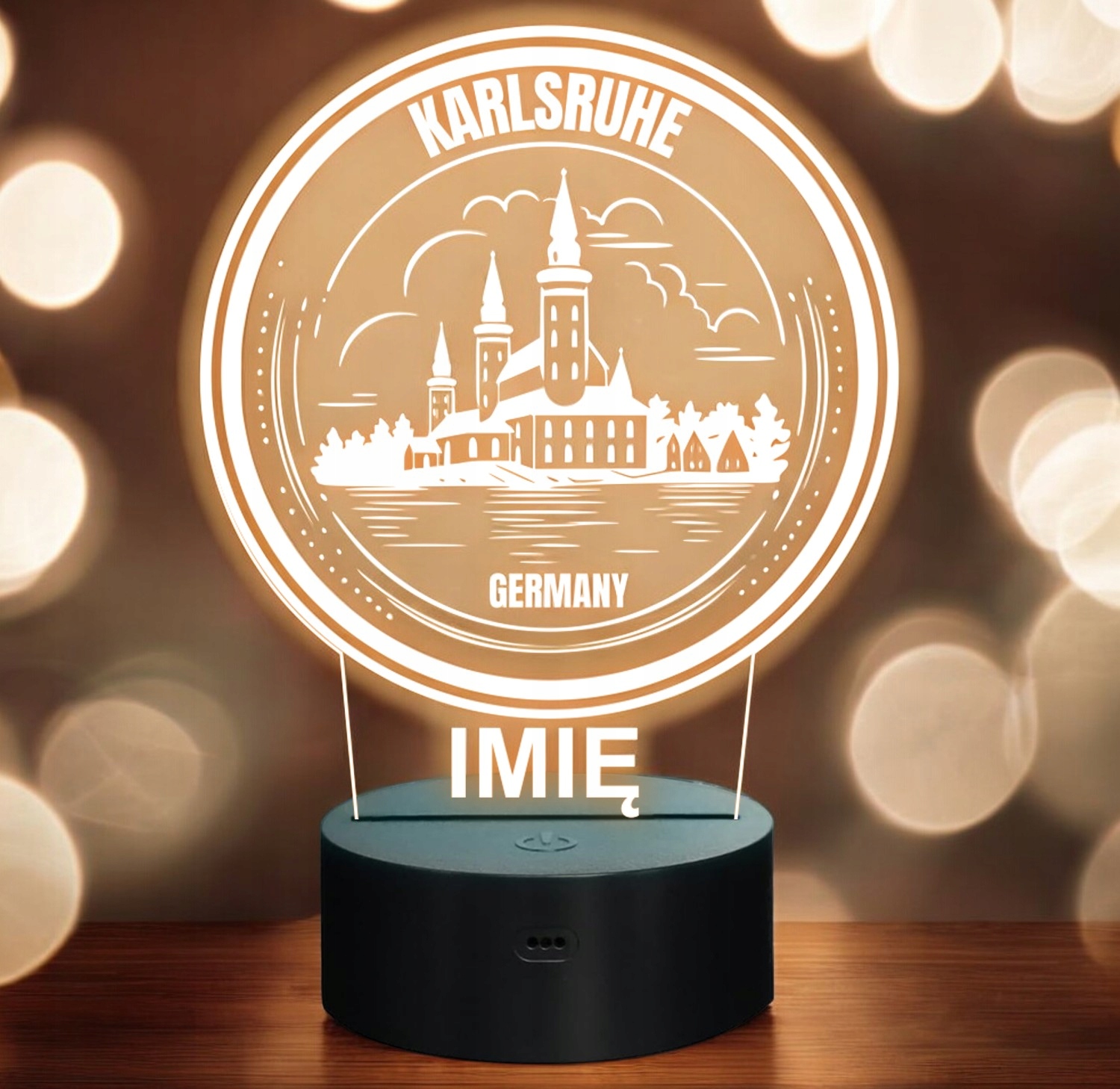 Lampka Nocna LED Statuetka Podróże Miasto Karlsruhe Niemcy Prezent Grawer Lampka Nocna LED Statuetka Podróże Miasto Karlsruhe Niemcy Prezent Grawer